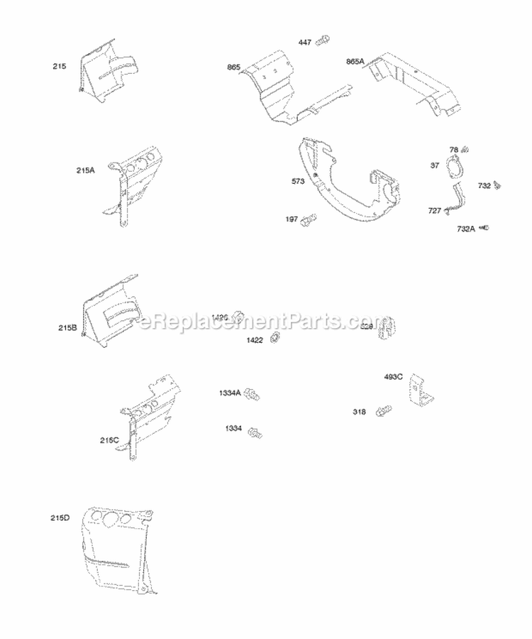 Air Guides Shrouds Diagram and Parts List for 294442-0360-01  Briggs and Stratton Engine